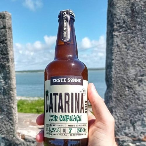 CATARINA SOUR  Estilo: sour ABV 4.5% IBU 7  É uma cerveja levemente ácida com a combinação do cupuaçu com aroma e sabor. o frescor da fruta aliada ao baixo teor alcoólico, baixa acidez e moderado teor de amargor dessas cervejas provocam uma grande sensação de refrescância.